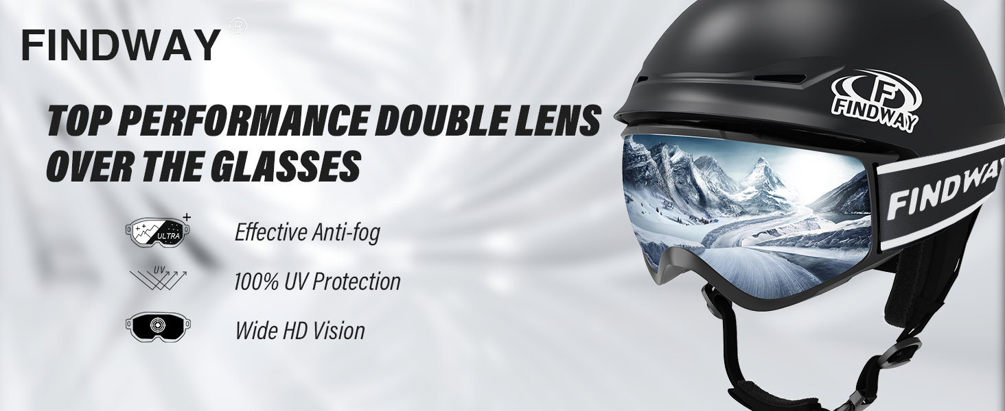 Шолом та маска для гірських лиж та сноуборду Findway, чорний. Підходить для жінок, чоловіків та підлітків