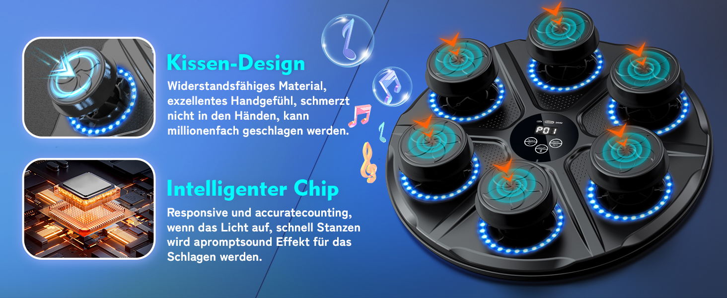 Музична бокс-машина для дорослих і дітей з Bluetooth, LED, 12 режимів та 12 швидкостей, бокс-рукавички в комплекті, електронний тренажер для боксу