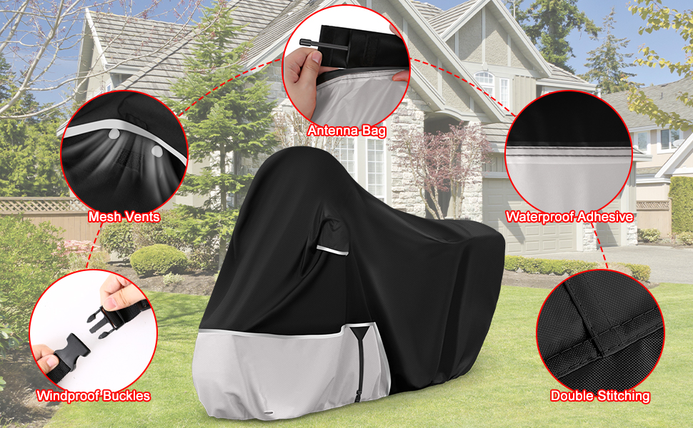 Водонепроникний чохол для мотоцикла Piaggio Vespa GTV GTS GT60/125/200/250/300 (з багажником) та MP3, 420D Oxford, водонепроникний