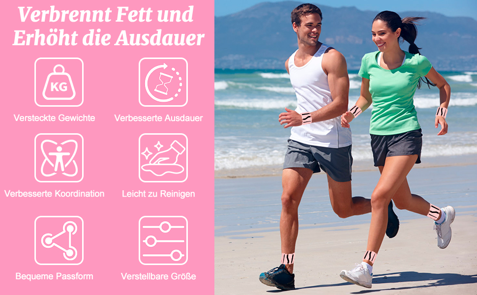 Набір манжет для ваги 2 шт. (0,46 кг кожна), регульовані ваги для зап'ястя, фітнес-браслети з вагою, ваги для ніг для танців, балету, пілатесу, кардіо, аеробіки, ходьби, зелені (рожеві)