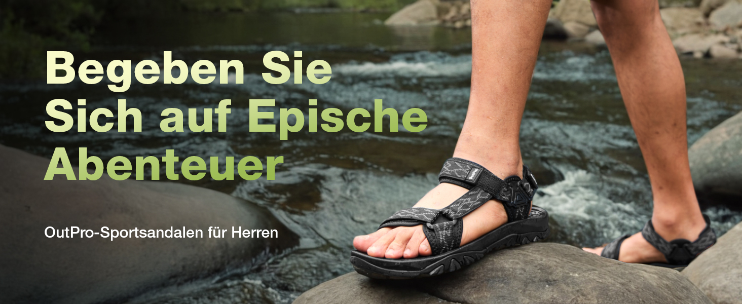 Чоловічі сандалі для туризму та відпочинку Trekking Sandalen 44 EU, чорні. Нековзні, зручні спортивні сандалі для пляжу та активного відпочинку.