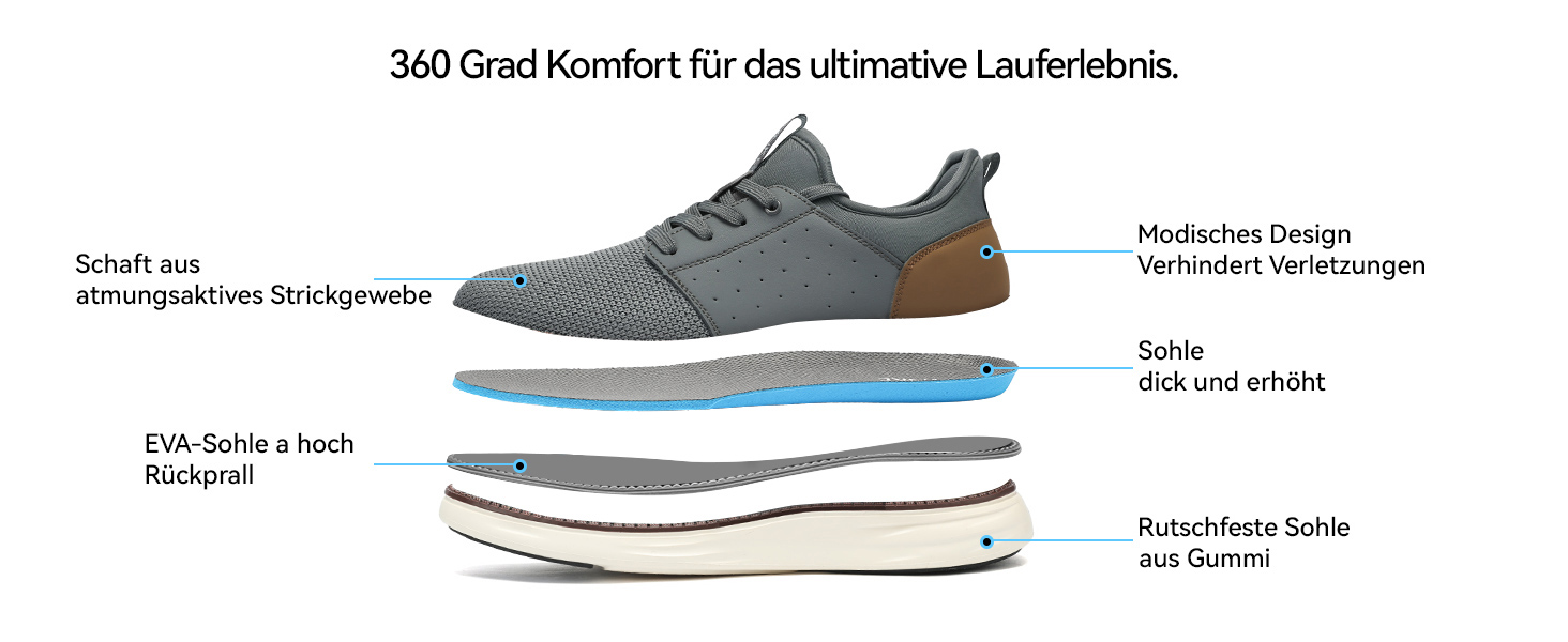 Чоловічі Slip-On кросівки: дихаючі, з шнурівкою, для ходьби, фітнесу, спорту, відпочинку та бізнесу. Розмір 43.5 EU, блакитні