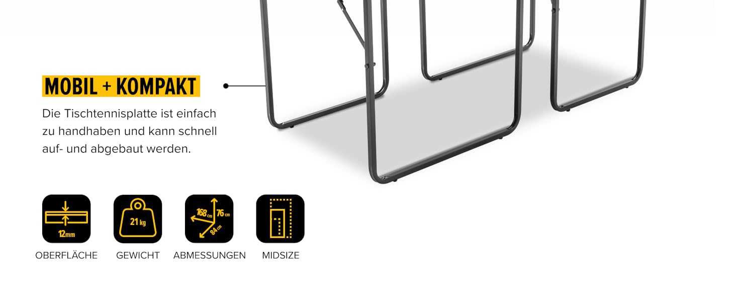 Стіл для пінг-понгу JOOLA Midsize, для відпочинку, з сіткою, сірий (темний)