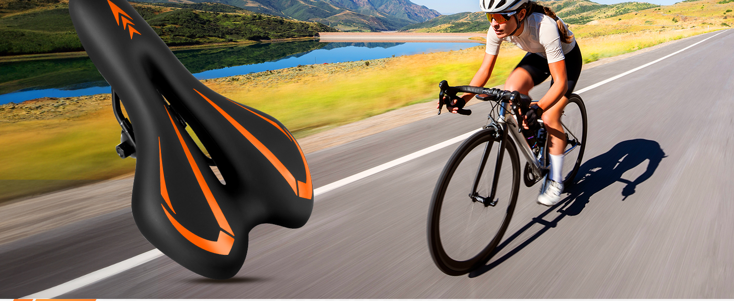 Гелевий велосипедний сідло MSDADA для жінок та чоловіків, водонепроникний, помаранчевий