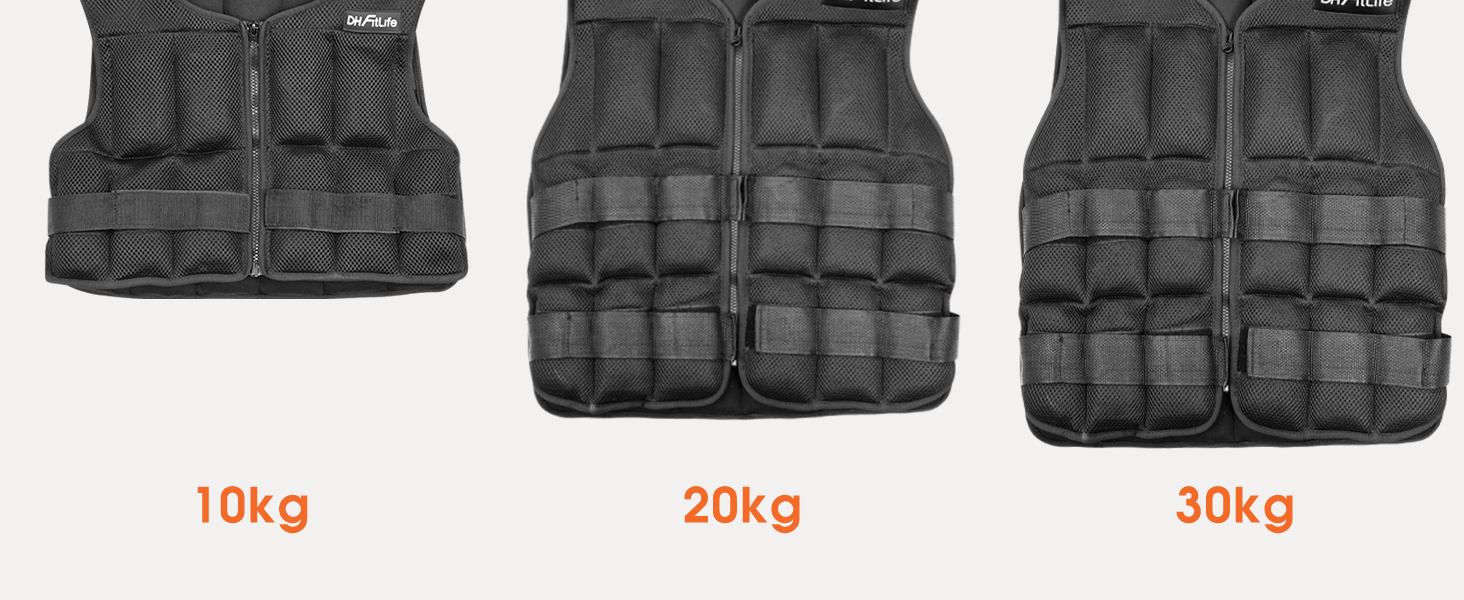 Вага для тренувань DH FitLife, регульована, 10/20/30 кг, для м'язів та силових тренувань | Вага для бігу | Фітнес-вага для жінок та чоловіків, чорна, 30 кг