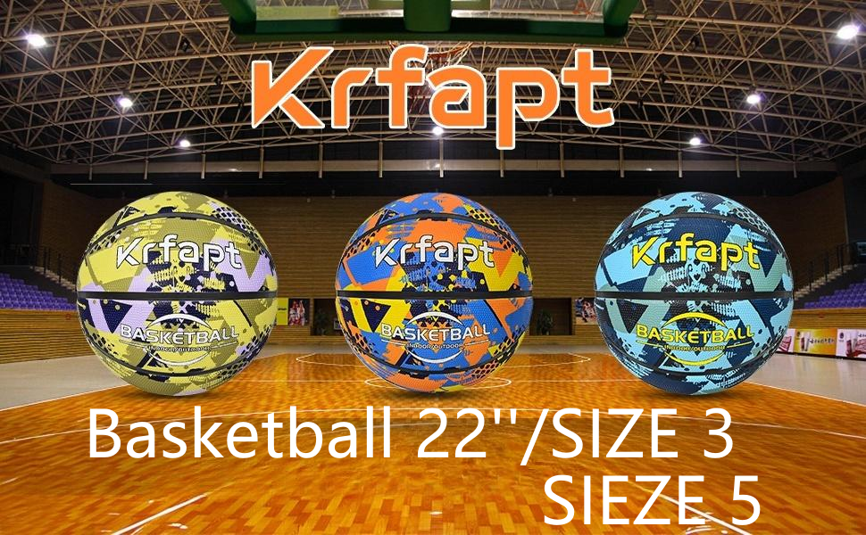 Баскетбольний м'яч Krfapt для дітей розміру 5 та 3 - м'який міні-м'яч з надійним покриттям, ідеальний для школи та тренувань (на вулиці/в приміщенні), 5 помаранчевий