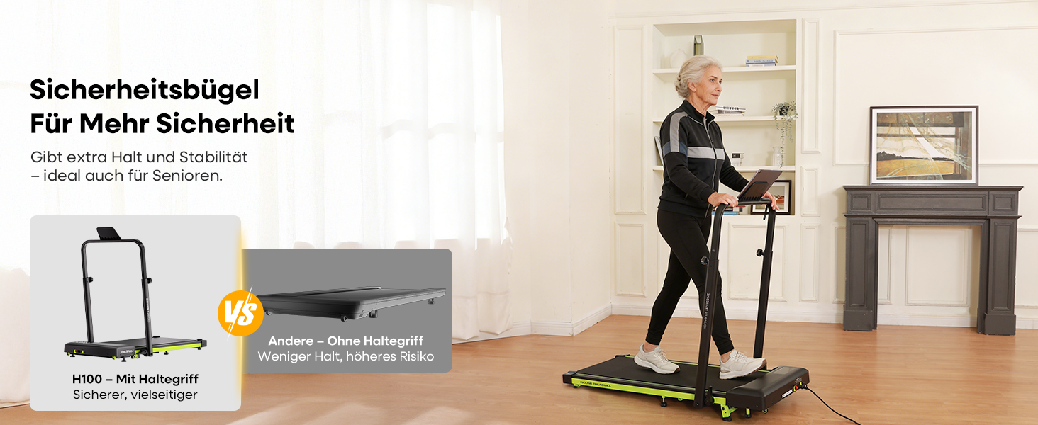 Бігова доріжка Walking Pad з нахилом 10%, 3.0 к.с., складна, для дому з магнітним пультом, LED-дисплеєм, висувними поручнями, 12 програм HIIT, до 136 кг, зелена