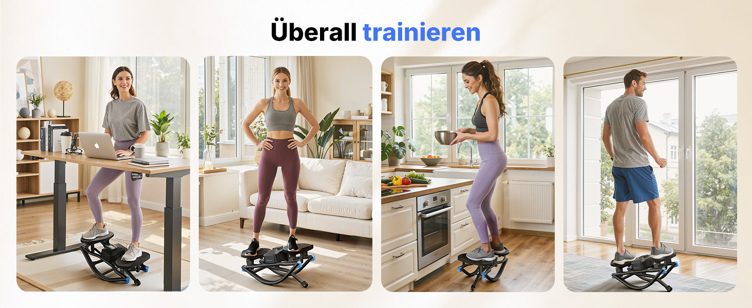 Еліптичний тренажер MERACH з низьким рівнем впливу, U-подібний степер з 3D-рухом, тихий кардіо-тренажер з LCD-дисплеєм для підрахунку часу, кроків та калорій, з неслизькими педалями, компактний для дому та квартири, 2511