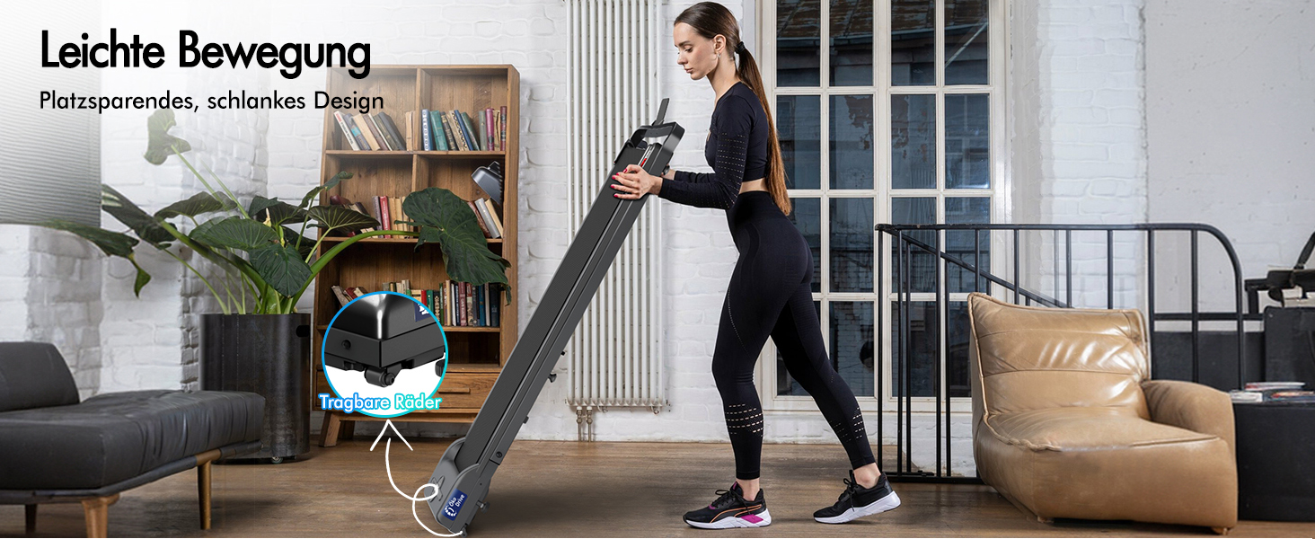 BLACK LORD Intelligentes Gehpad 2-в-1: бігове полотно під стіл для дому та офісу, портативний тренажер для ходьби та бігу з додатком та пультом, запис даних про фітнес SL9H - Чорний (з ручками)