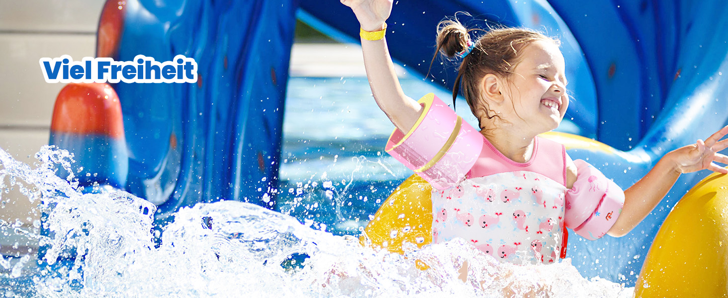 Надувні рукавики для плавання HeySplash для дітей 14-30 кг, рожеві, з пищалкою
