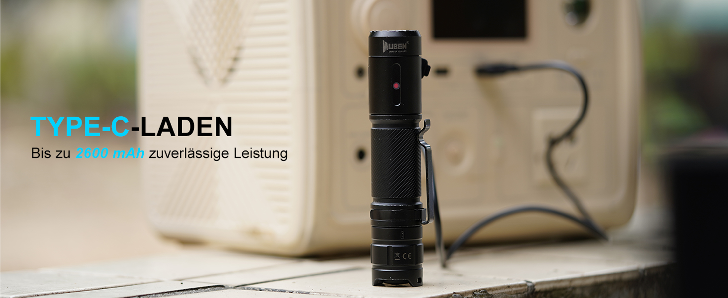 Ліхтарик WUBEN C3 LED: 1200 люмен, USB-C, водонепроникний IP68, 6 режимів, тактичний, для кемпінгу, туризму, невідкладних ситуацій