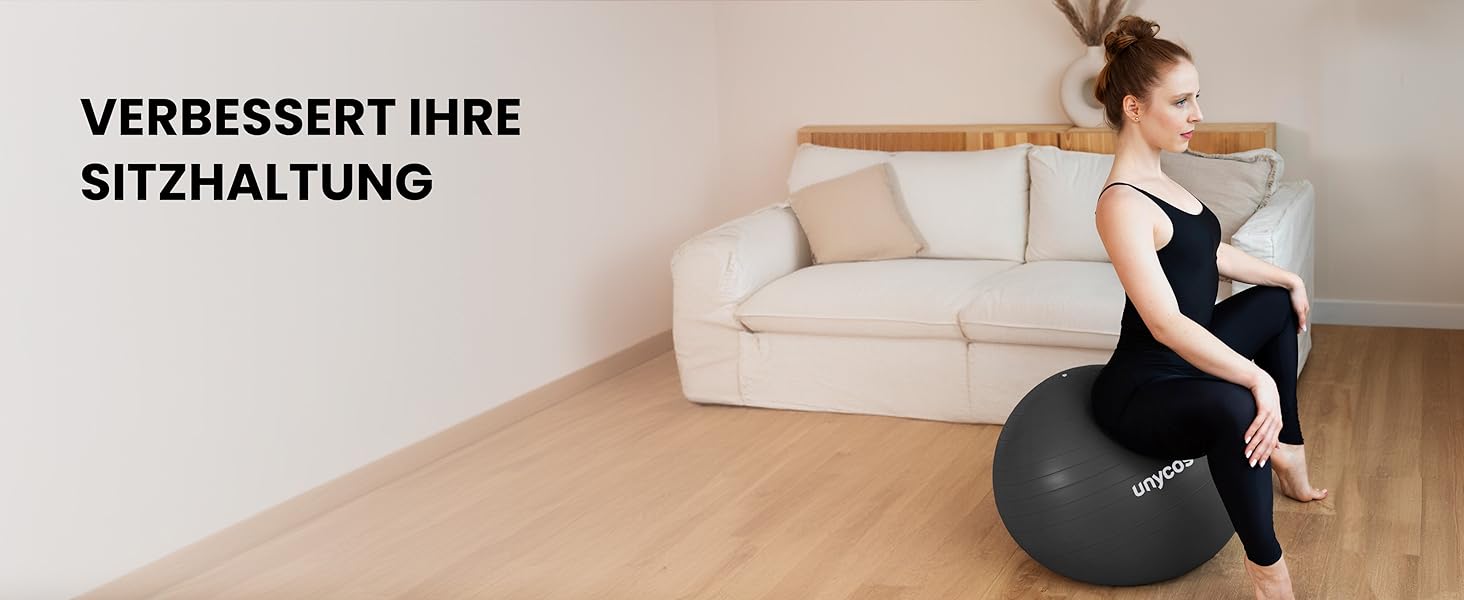 Фітбол Unycos 55/65/75 см: фітнес, йога, баланс, пілатес | з насосом, анти-burst, BPA-Free