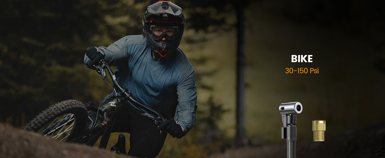 Електрична повітряна помпа Lamicall з акумулятором для велосипеда, авто, мото - 150 PSI, компресор з цифровим манометром та Powerbank, 5000mAh з металевим циліндром