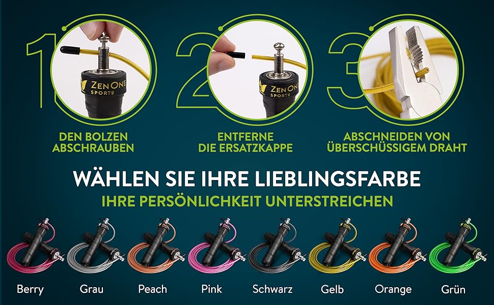 Спортивна скакалка ZenOne Sports для дорослих Speed Rope зі сталевим тросом 3м, з підшипниками 360° для боксу та фітнесу, регульована, Berry