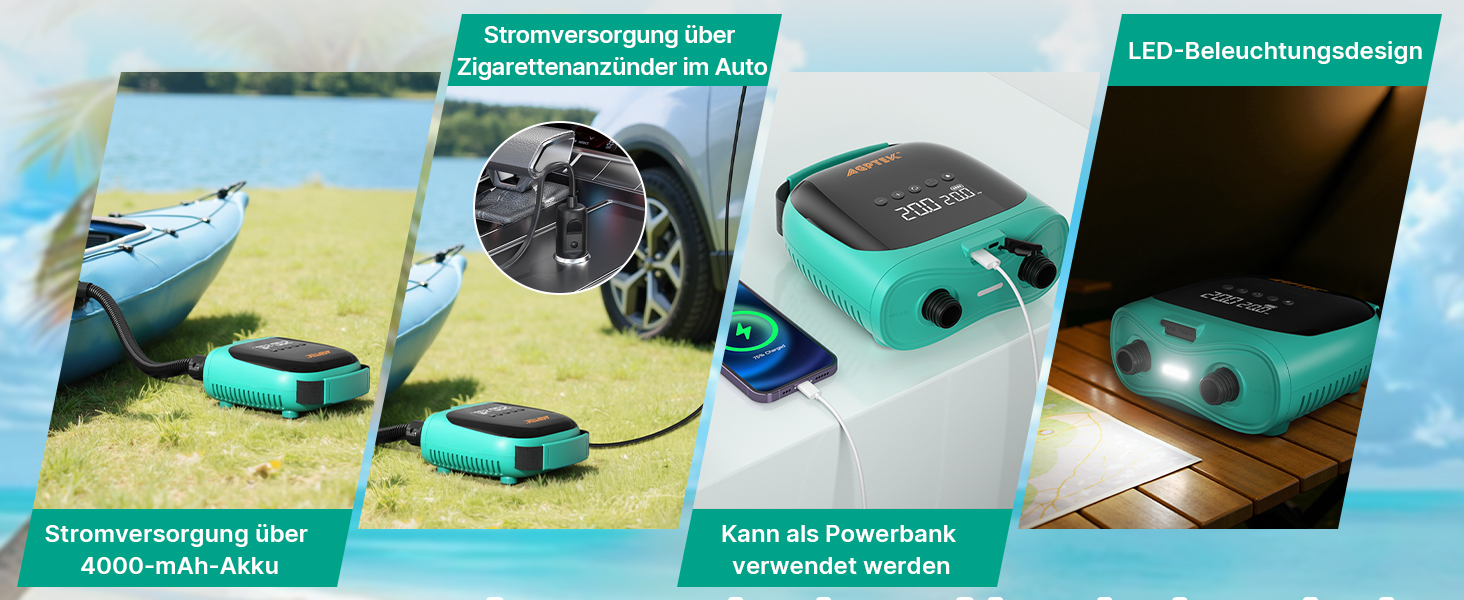 Електричний насос для SUP-дошки AGPTEK: акумуляторний, 20PSI, автоматичне відключення, 12V, для SUP та човнів