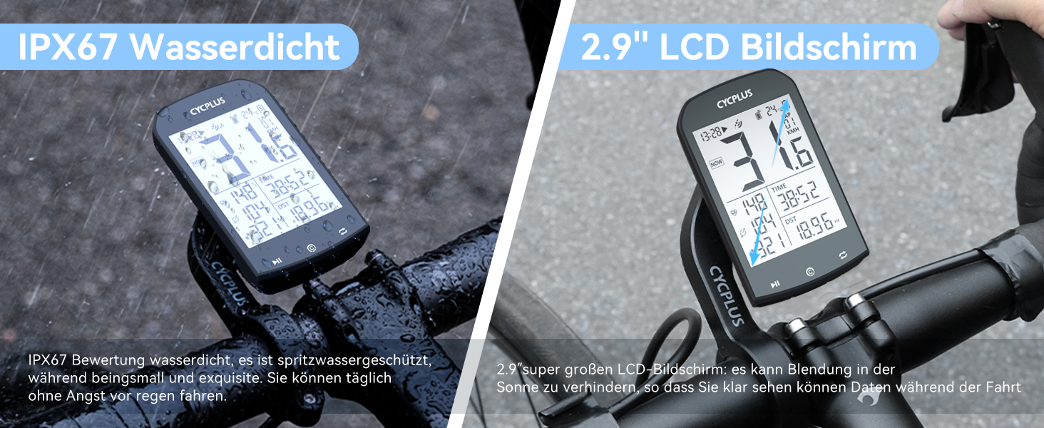 Велокомп'ютер CYCPLUS GPS бездротовий, водонепроникний з ANT+ Bluetooth, LCD 2.9