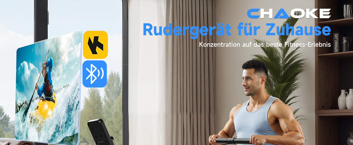 Гребний тренажер CHAOKE для дому, 2026 року, тихий магнітний, сумісний з додатком, 16 рівнів опору, покращені подвійні рейки, витримує до 160 кг (колір: коричневий)