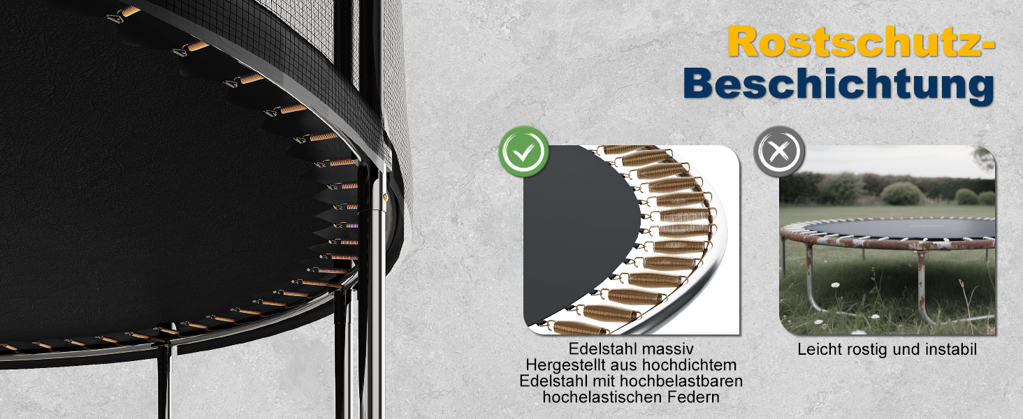 Батут JUMMICO Outdoor для дітей Ø 183/228/305/366/427 см з сертифікацією GS, з драбиною та бічною кишеню (228 см), чорний