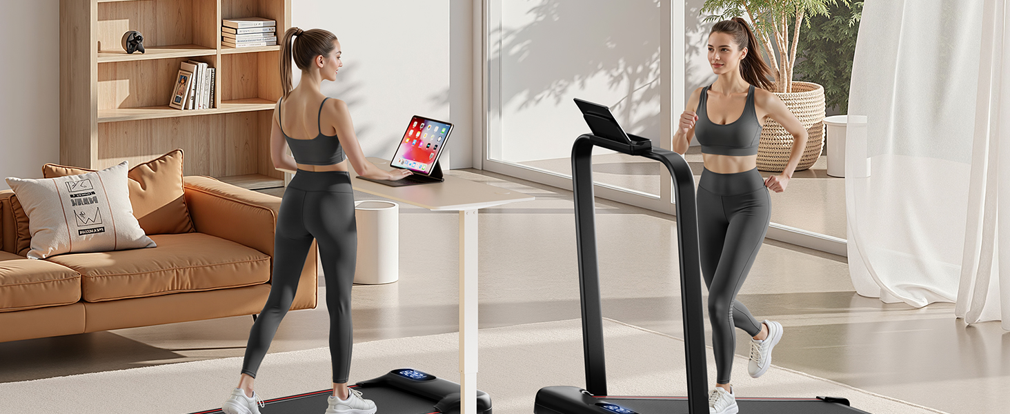 UMAY Бігова доріжка з нахилом 15%, біговий килимок для дому, складаний, з трійною амортизацією та пультом дистанційного керування, максимальне навантаження 136 кг, нахил 15%