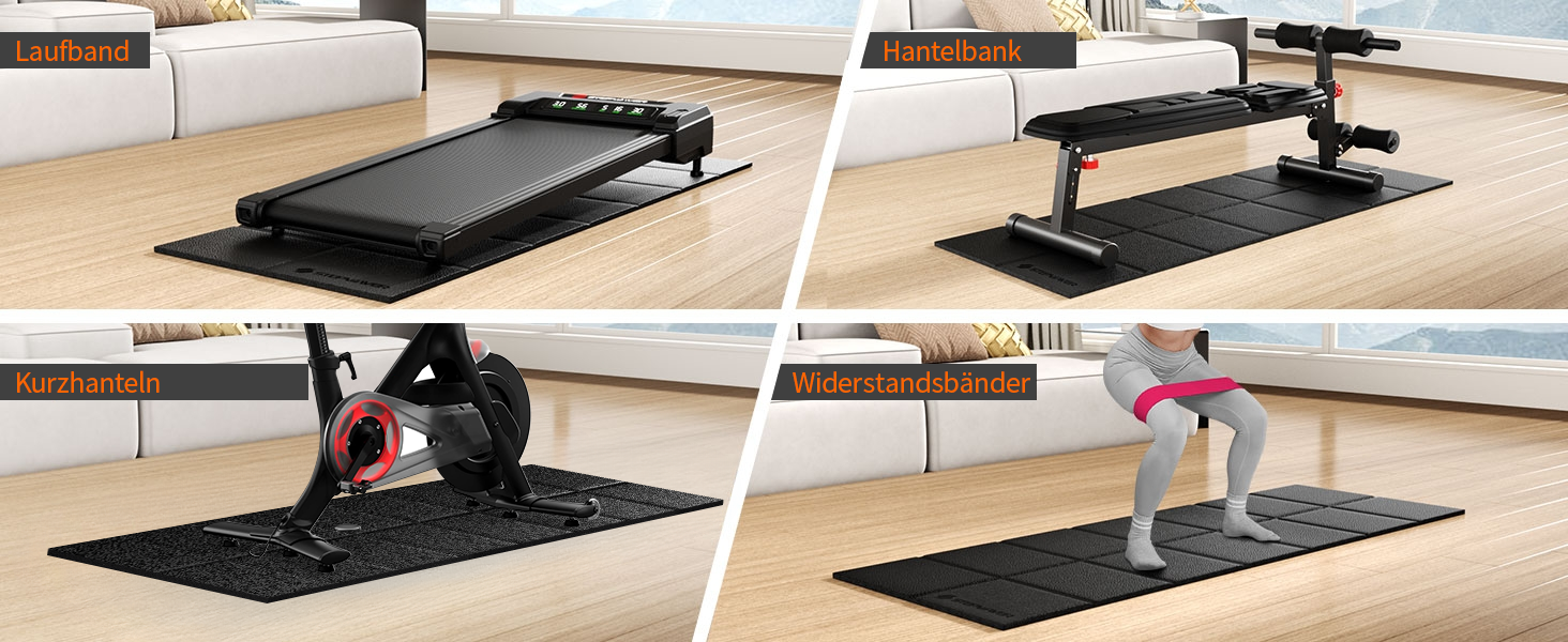 Захисний килимок під бігову доріжку, велотренажер та еліптичний тренажер, шумопоглищаючий підкладник для підлоги (160 x 75 x 0.6 см)