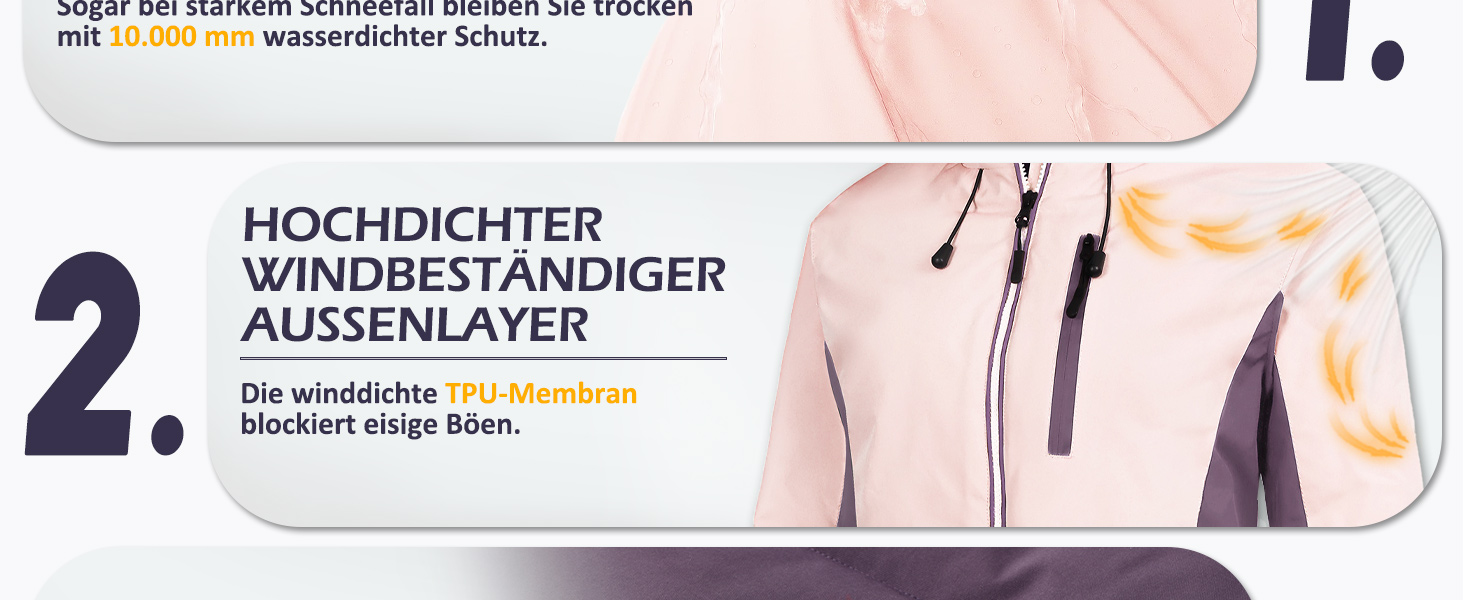 Жіноча лижна куртка GEMYSE: водонепроникна, вітронепроникна, тепла з капюшоном (Eislila/Morgengrau-Lila)