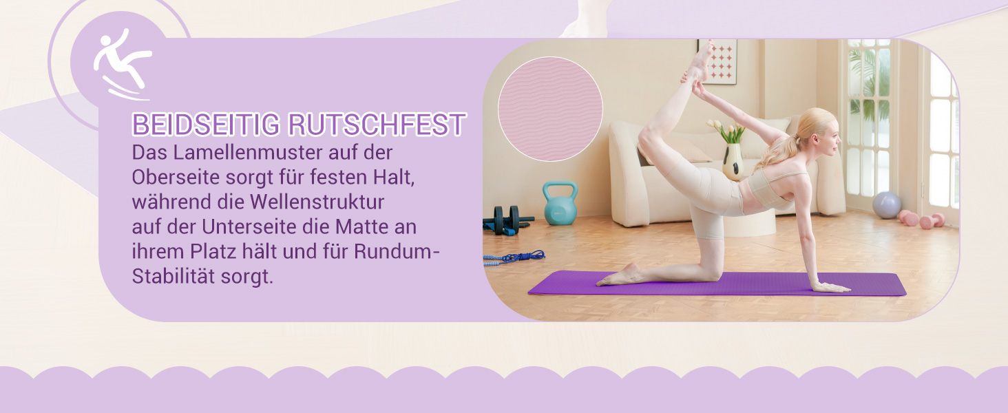 Йога мат для жінок Good Nite: неслизька поверхня, товщина 6 мм, 183x61 см, сірий/чорний, з ручкою для перенесення, TPE, для йоги, пілатесу, фітнесу