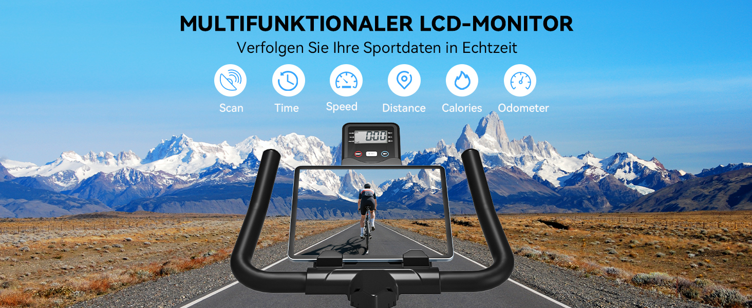 Велотренажер Wenoker з додатком, тихий ергометр, фітнес-велосипед для кардіотренувань вдома, до 160 кг, чорно-синій