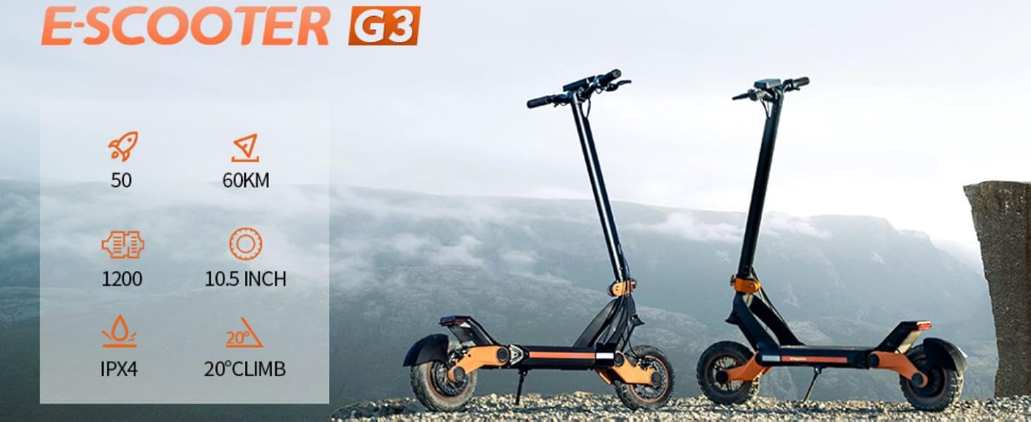 Електроскутер E Scooter 52V 18Ah, запас ходу 60 км, шина 10.5