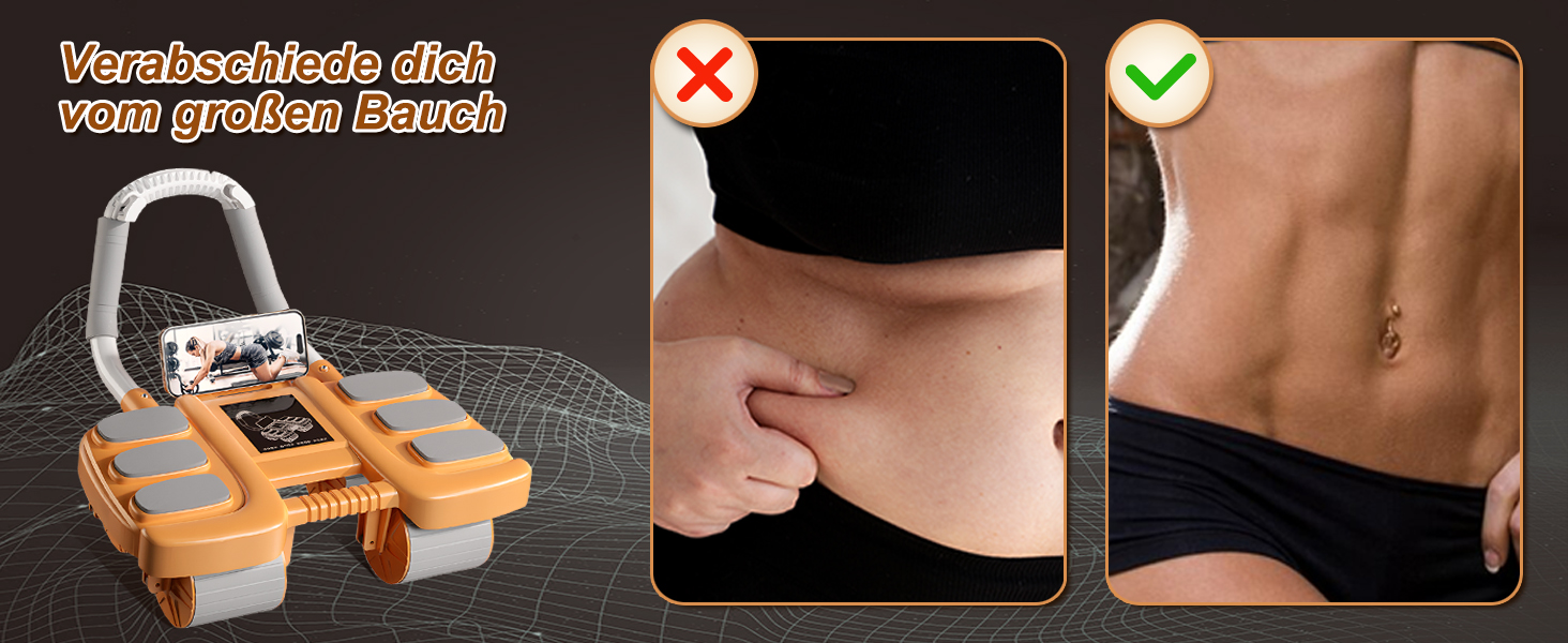 Ролер для пресу з опорою на лікті, автоматичний відскок, тренажер для пресу для жінок та чоловіків (Оранжевий)