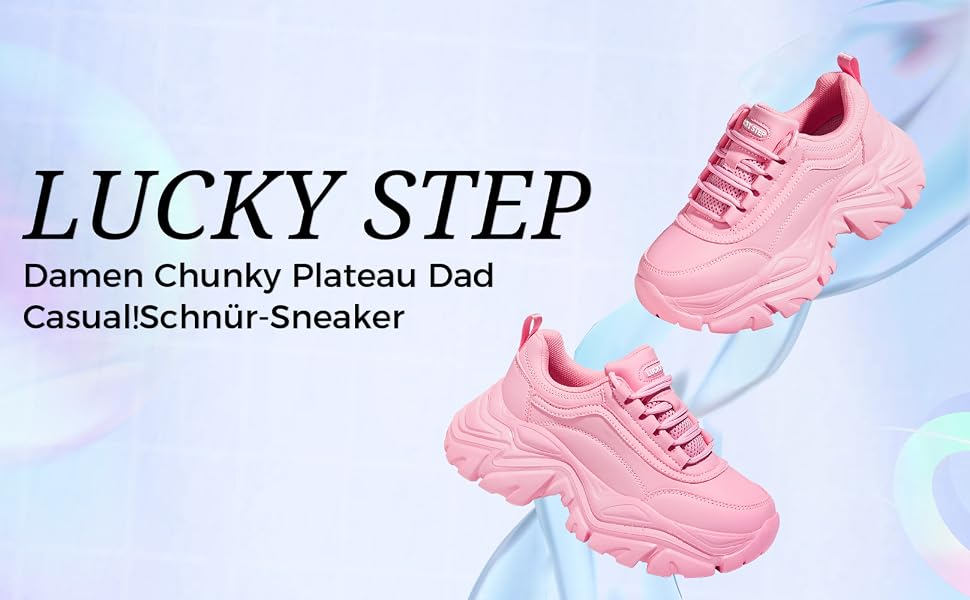 Кросівки жіночі LUCKY STEP Chunky на платформі, рожеві, 37 EU - зручні кеди на підборах
