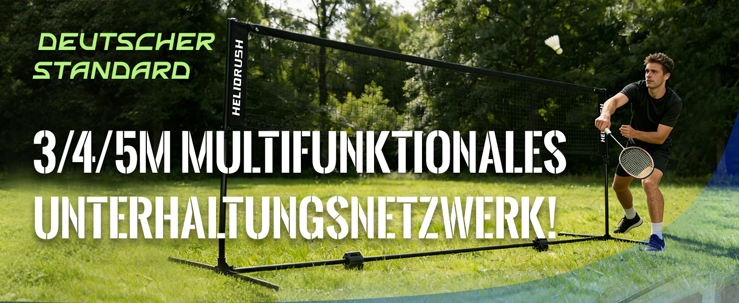 Мережа для бадмінтону та волейболу, регульована висота 3/4/5м, сталевий каркас, HDPE, для саду, пляжу, басейну, дітей та дорослих, 500 см, чорна