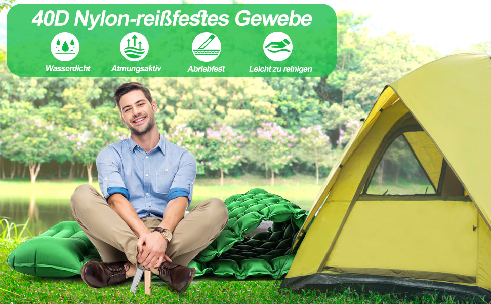 Isomatte HVIERO Саморозкладаючася, для кемпінгу та подорожей, ультралегка, компактна, зелена