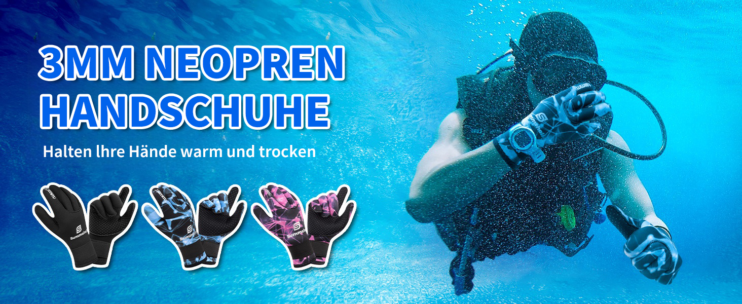 Рукавички з неопрену Sushall для чоловіків, 3 шт. - водолазні рукавички для дайвінгу, серфінгу, снорклінгу (L, чорний)