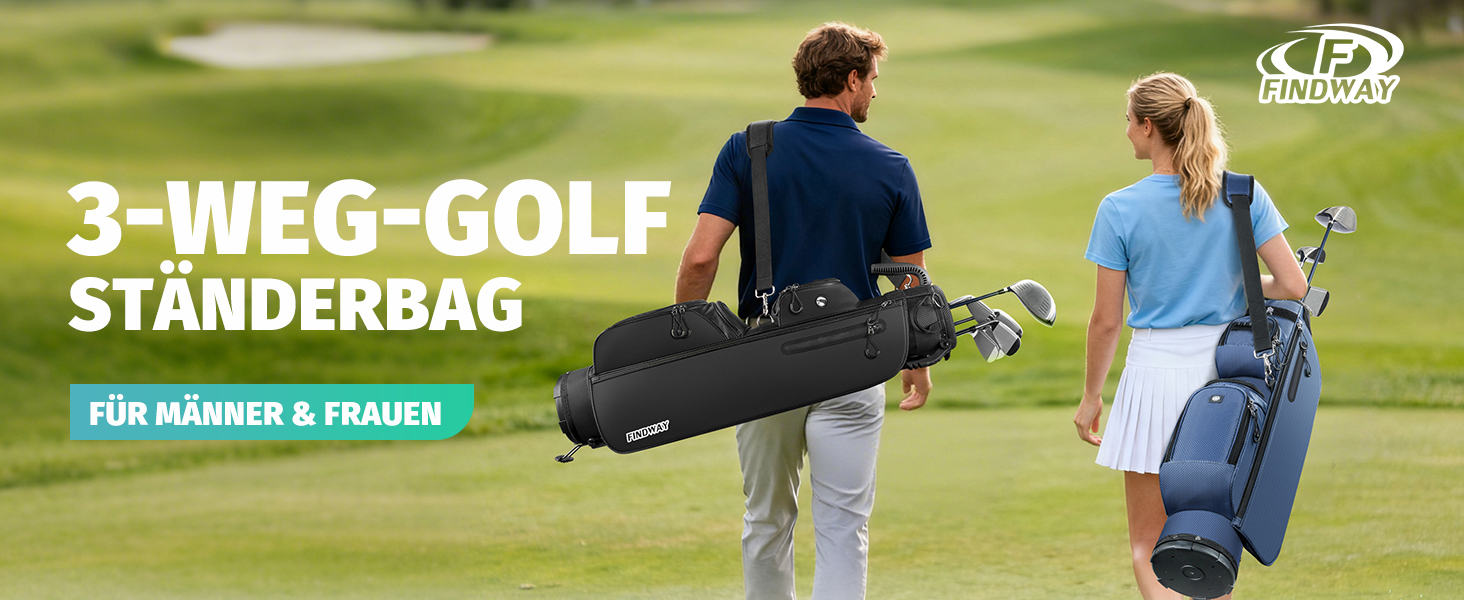 Сумка для гольфу Findway, легка та портативна, з підставкою, 3 відділення, регульований плечовий ремінь, 5 кишень, ручка, для чоловіків та жінок, блакитна