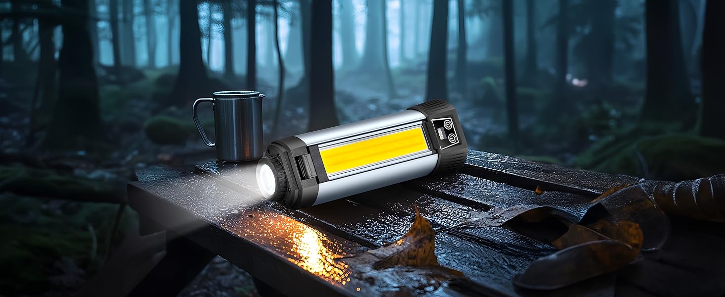 Багатофункціональний ліхтар 12 в 1 з LED, акумулятором, магнітом та телескопічною штангою: ліхтар для кемпінгу, ліхтарик, робочий ліхтар для майстерні, powerbank – для саду, відпочинку на природі та не тільки