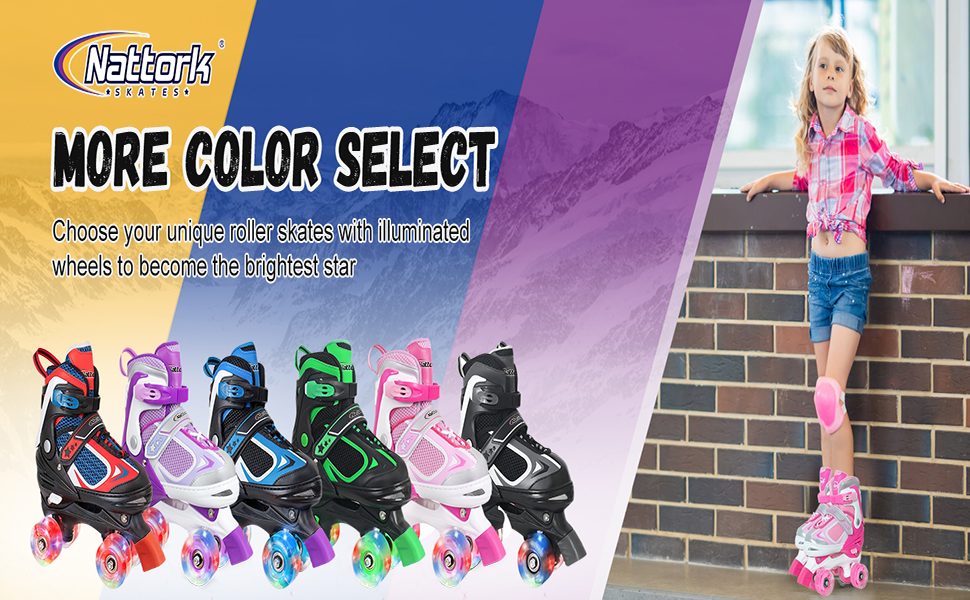 Дитячі ролики Nattork для хлопчиків та дівчаток, регульовані, з підсвічуванням коліс, розміри 28-32, блакитний колір
