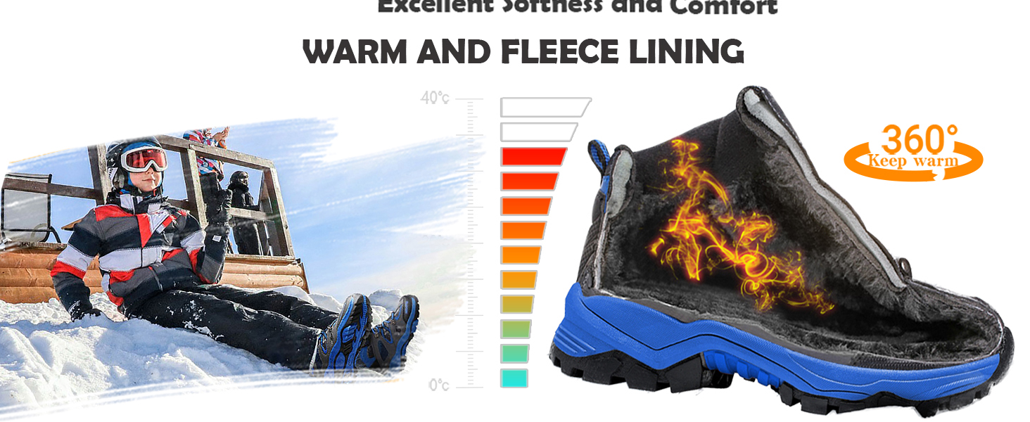 Дитячі зимові черевики ASHION для хлопчиків: середньої висоти, утеплені, для походів та трекінгу, бавовняні, розмір 36 EU, блакитні