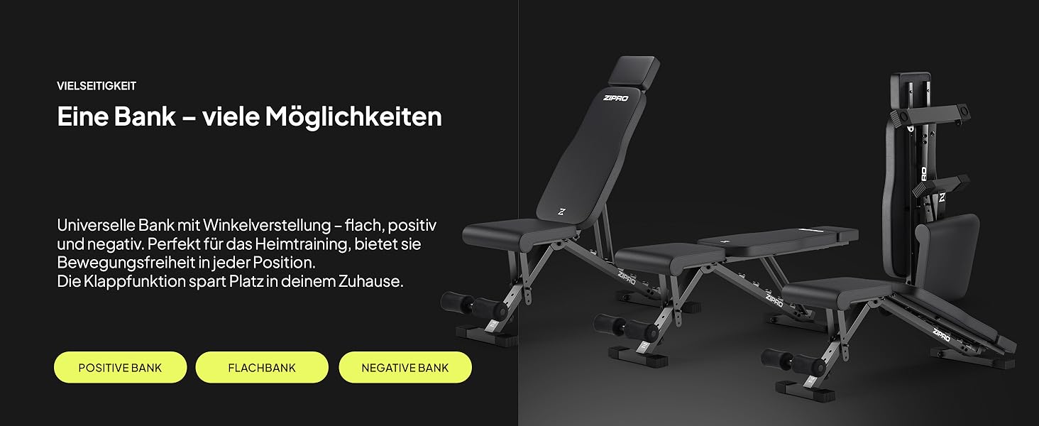 Спортивна лава ZIPRO для дому: 7 положень, навантаження до 300 кг, тренажер для пресу та спини, чорний колір
