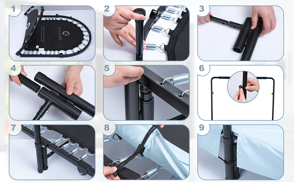 Батут овальний для дому 2 осіб, до 150 кг, синій з ручками - для дітей та дорослих, фітнес, розвиток м'язів