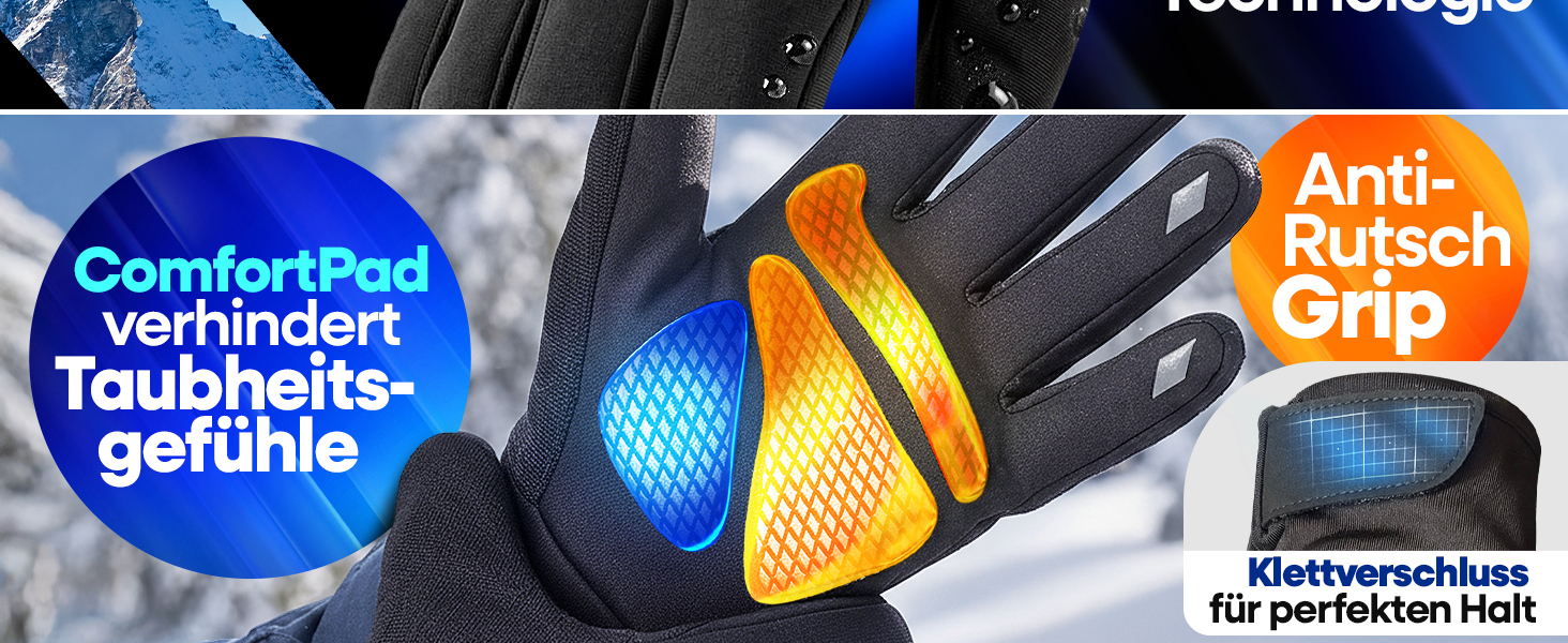 Велосипедні рукавички Nextcover® Winter для чоловіків та жінок TheroShield 2.0 I Унісекс, розмір S-XXL I Водонепроникні та теплі зимові рукавички для велосипеда