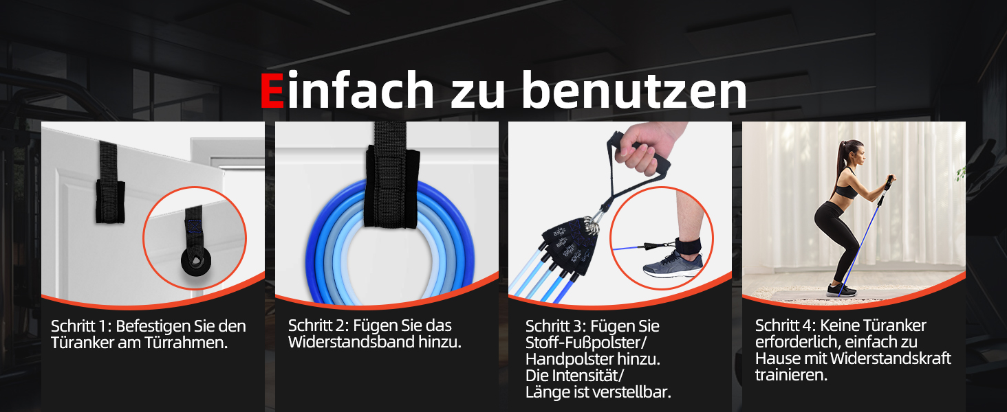 Набір еластичних стрічок Abahub для фітнесу з дверним кріпленням, ручками та петлею для ніг. Ідеально для тренувань всього тіла, домашнього спортзалу, підходить для початківців та досвідчених (100LB)