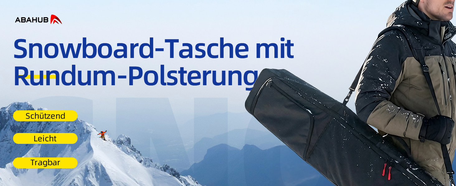 Чохол для сноуборду Abahub, водонепроникний, чорний, 163 см. Підходить для аксесуарів та перевезень літаком