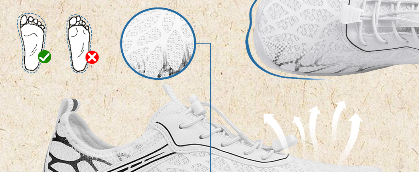 Взуття Barfuss для жінок та чоловіків: водяні, плавальні кросівки, дихаючі, швидковисихаючі, 36-46 EU, білий/золотий