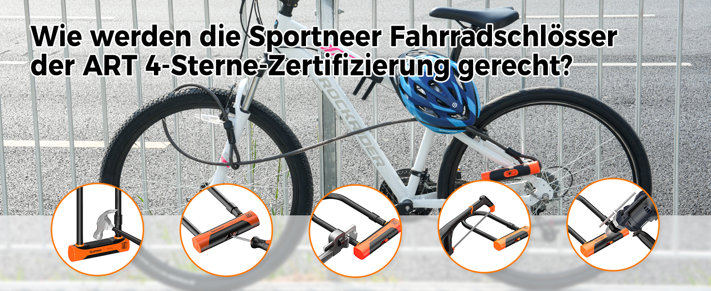 Замок для велосипеда Sportneer Bügelschloss 20 мм: висока безпека, сталевий трос 1.8 м, монтажний кріплення