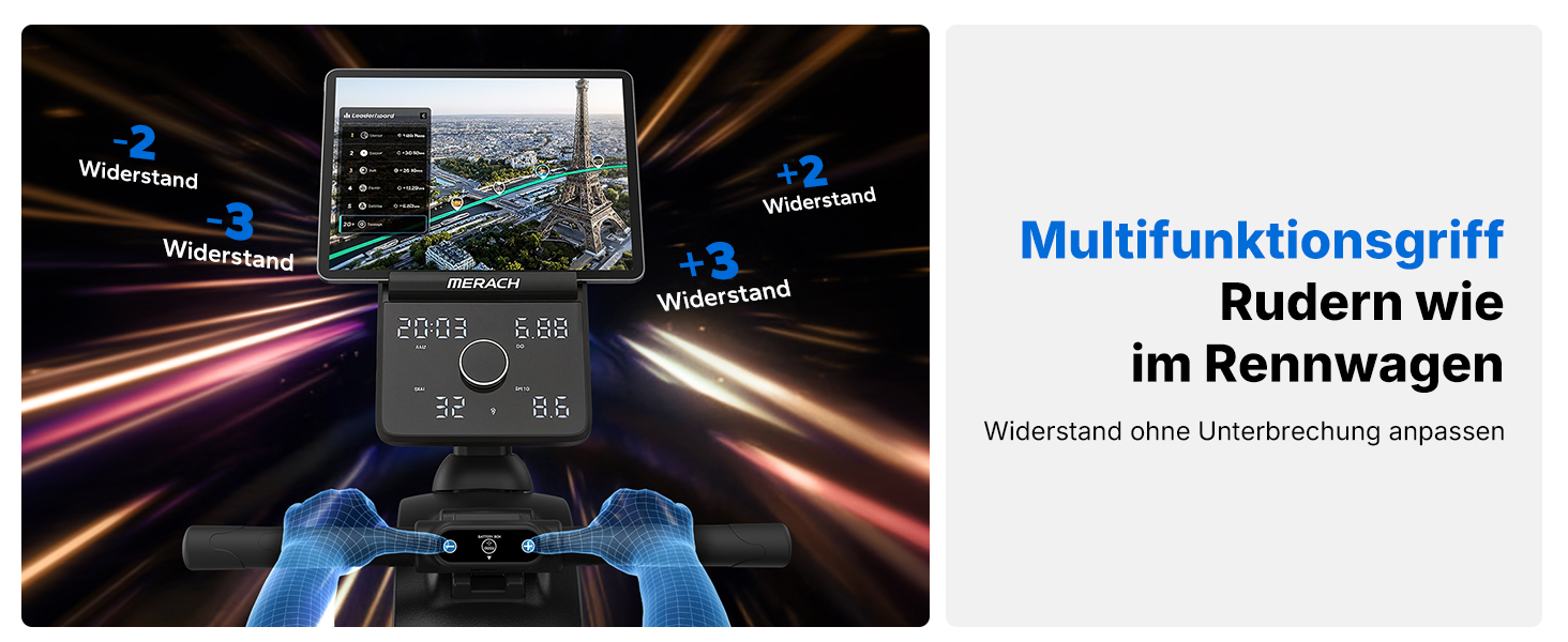 Гребний тренажер MERACH для дому з магнітним опором 60 кг, автоматичною регулюванням, LED-дисплеєм та подвійними дерев'яними рейками (R21)