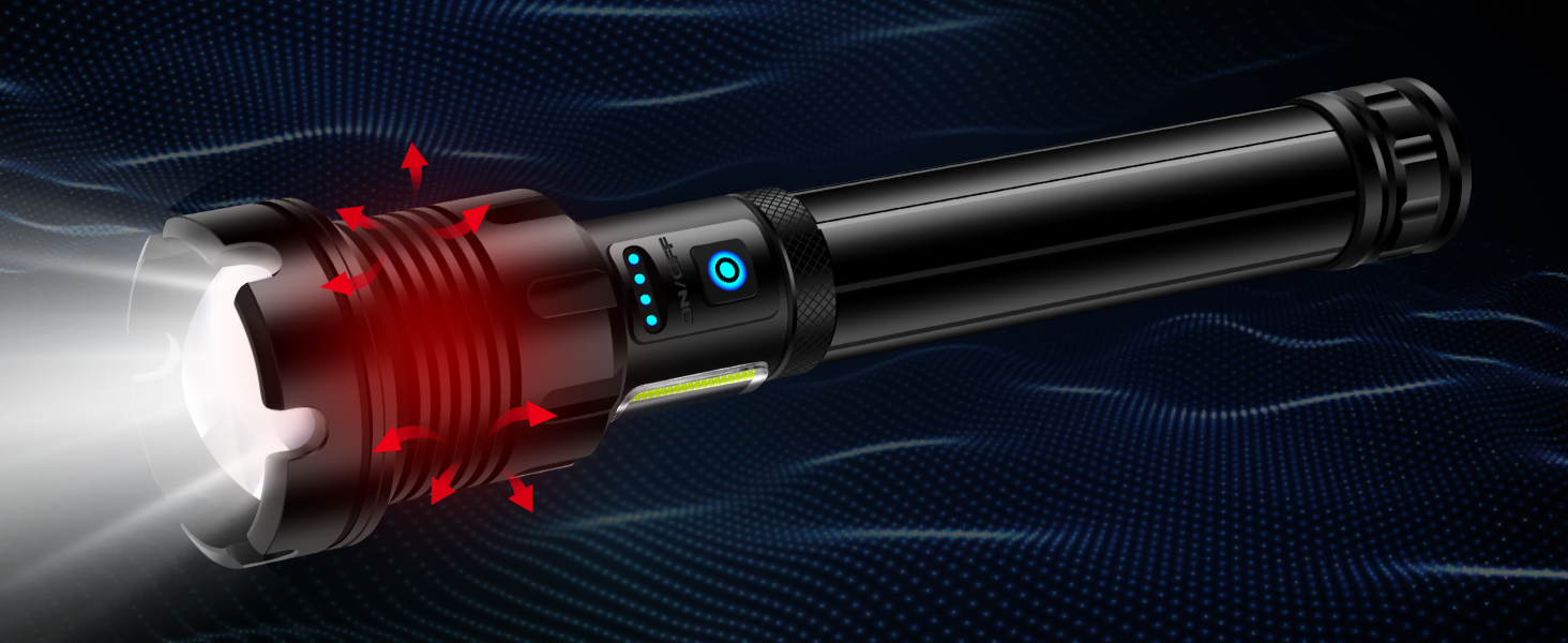 Ліхтар Glarylight LED акумуляторний, 990000 люмен, надпотужний, 24 години роботи, 9 режимів, Zoom, IPX7, водонепроникний, для кемпінгу та надзвичайних ситуацій