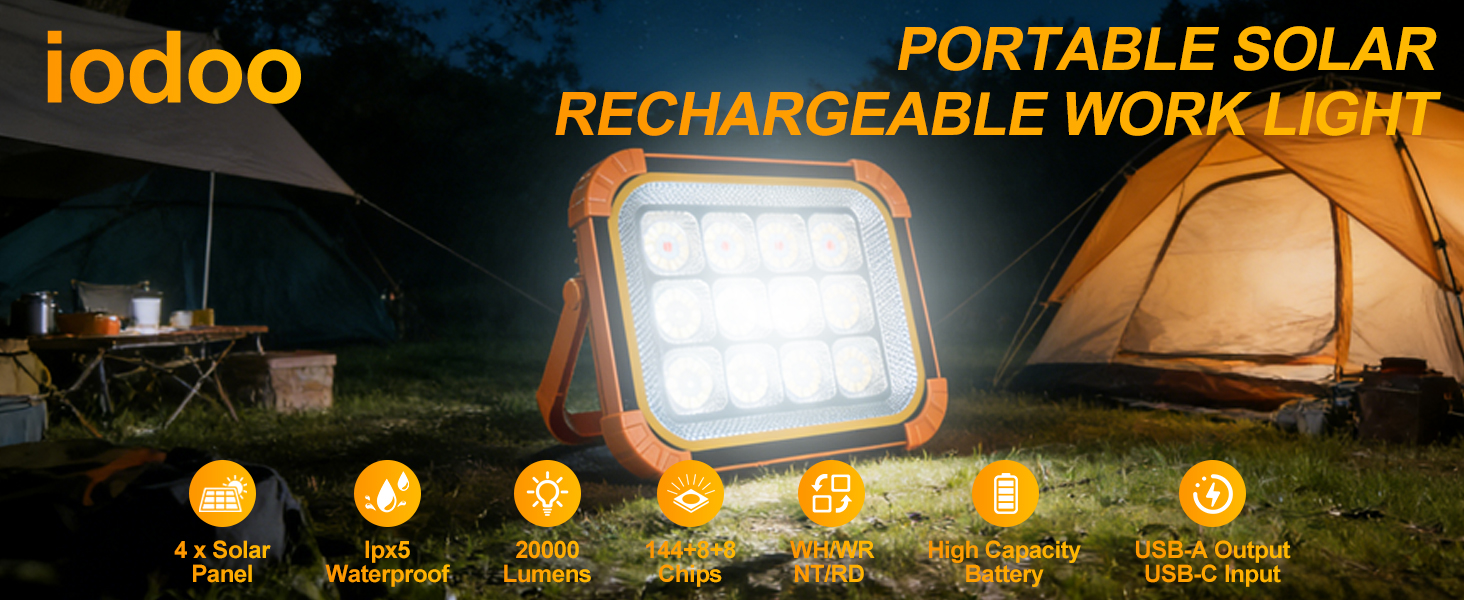 Ліхтар кемпінговий акумуляторний 10000 mAh, 4000 Lm, телескопічний, з пультом, IP45, регульована температура світла (теплий/білий/натуральний)