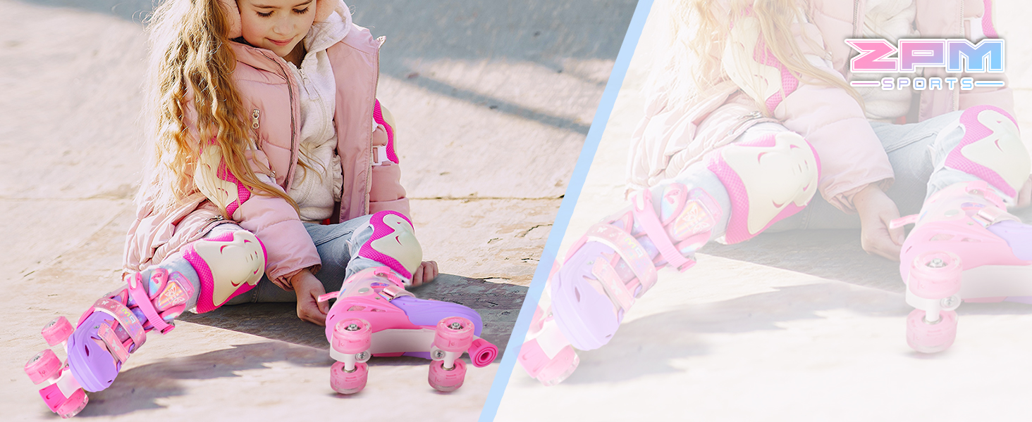 Роликові ковзани 2PM SPORTS для дітей: регульовані, рожево-блакитні, розмір 32-36 EU