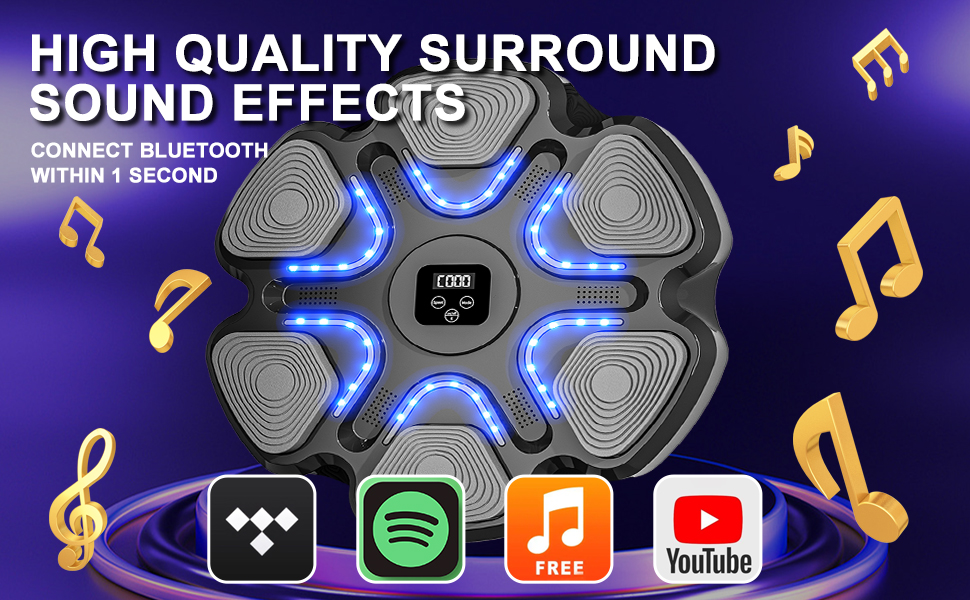 Музична Bluetooth бокс-машина для дому, настінний тренажер для боксу, електронне обладнання для ударів, розумна система тренувань, зняття стресу, професійна