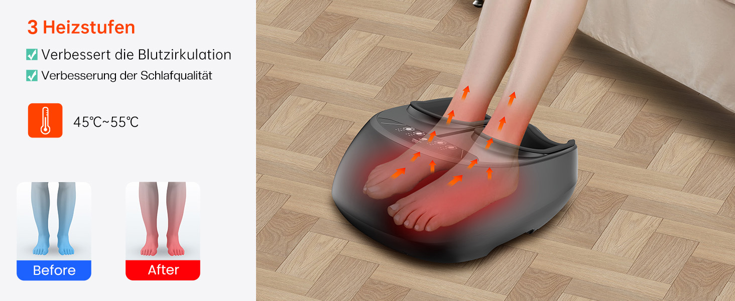 Електричний масажер для ніг Snailax з підігрівом та Shiatsu, компресією та вібрацією. Масаж ніг, підігрівач для ніг з пультом дистанційного керування. Подарунок для жінок/чоловіків
